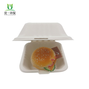 Conteneur alimentaire en bagasse jetable 6 pouces Clamshell